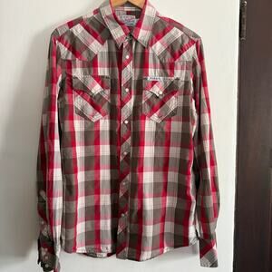 TRUE RELIGION | Y2K Vintage Western Style Plaid Pearl Snap Shirt | Medium